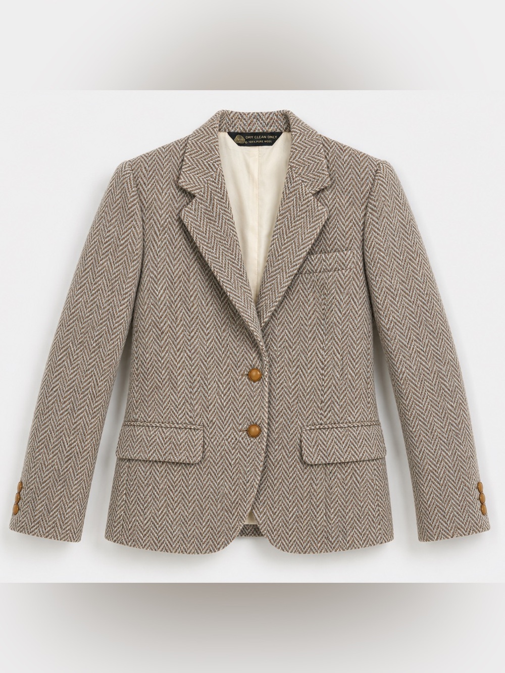 Vintage brown tweed quintessential fall winter blazer 100% pure wool heritage